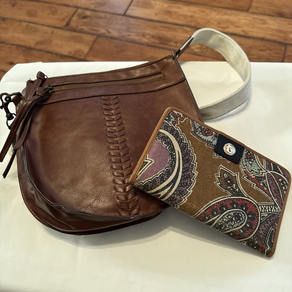 Chocolate Brown Faux Leather Purse And Leather Spartina‎ Wallet